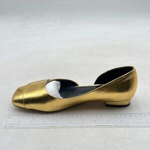Wo Wagas Gold Pump Side Cut Block Low Heeled Square Toe Slip On Working Shoes